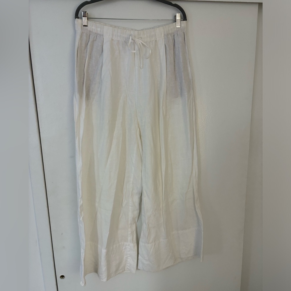 Zara Linen White Wide Leg Pant